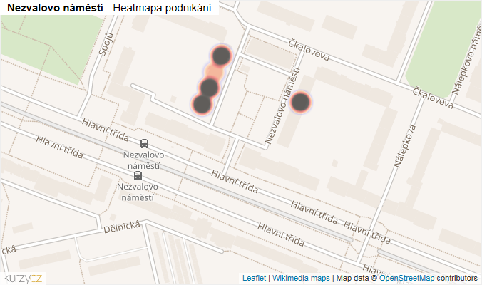 Mapa Nezvalovo náměstí - Firmy v ulici.