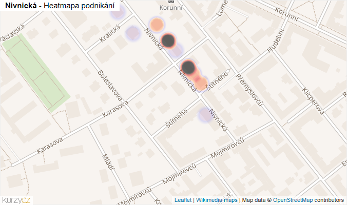 Mapa Nivnická - Firmy v ulici.