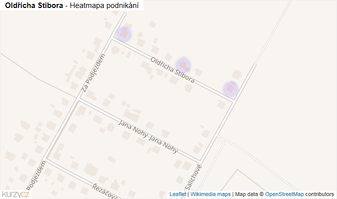 Mapa Oldřicha Stibora - Firmy v ulici.