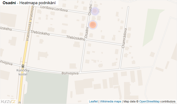 Mapa Osadní - Firmy v ulici.