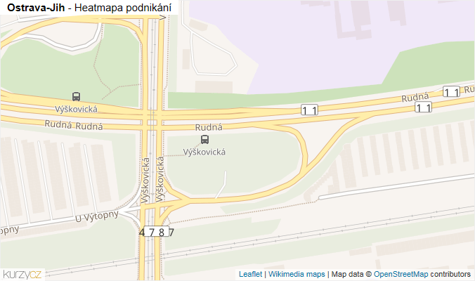 Mapa Ostrava-Jih - Firmy v městské části.
