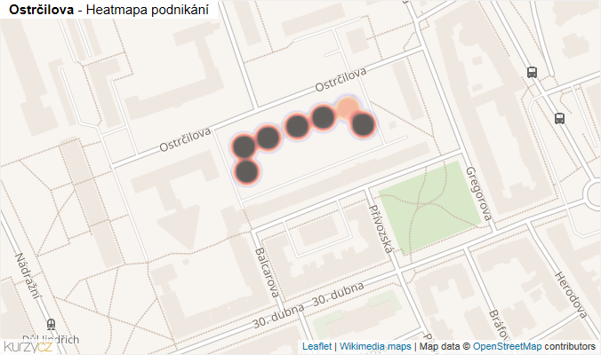 Mapa Ostrčilova - Firmy v ulici.