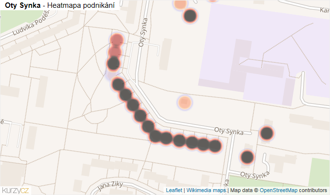 Mapa Oty Synka - Firmy v ulici.