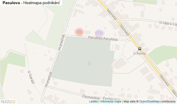 Mapa Paculova - Firmy v ulici.
