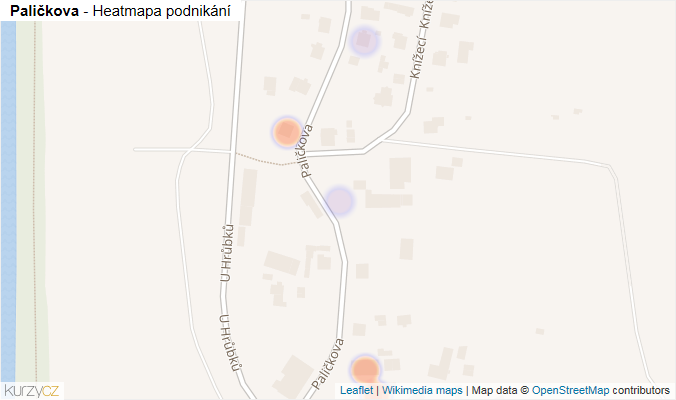 Mapa Paličkova - Firmy v ulici.