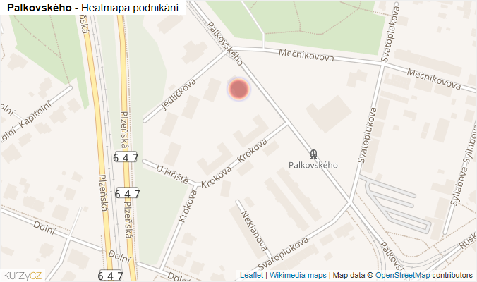 Mapa Palkovského - Firmy v ulici.