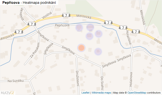 Mapa Pepřicova - Firmy v ulici.