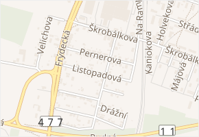 Pernerova v obci Ostrava - mapa ulice