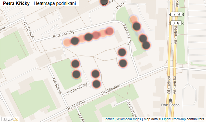 Mapa Petra Křičky - Firmy v ulici.