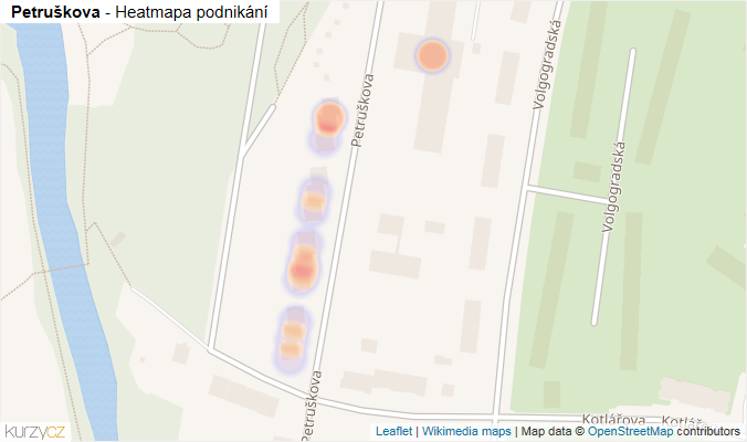 Mapa Petruškova - Firmy v ulici.