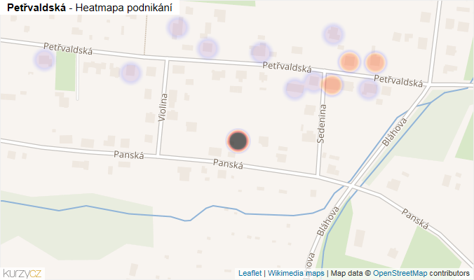 Mapa Petřvaldská - Firmy v ulici.