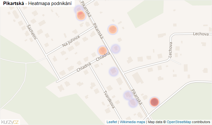 Mapa Pikartská - Firmy v ulici.