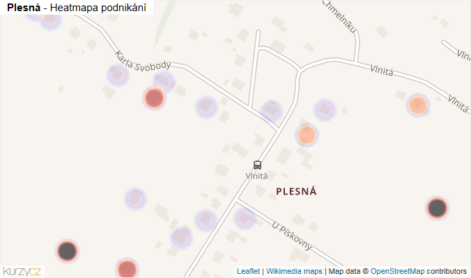 Mapa Plesná - Firmy v městské části.