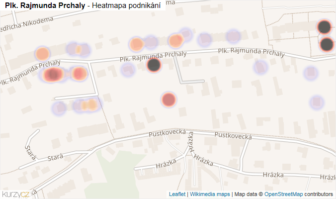 Mapa Plk. Rajmunda Prchaly - Firmy v ulici.