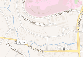 Pod Nemocnicí v obci Ostrava - mapa ulice