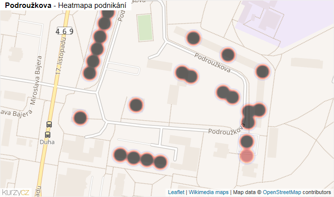 Mapa Podroužkova - Firmy v ulici.