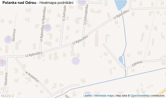 Mapa Polanka nad Odrou - Firmy v městské části.