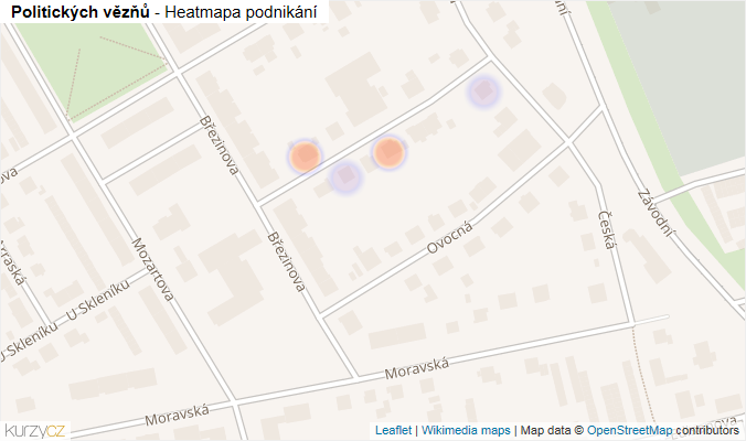 Mapa Politických vězňů - Firmy v ulici.