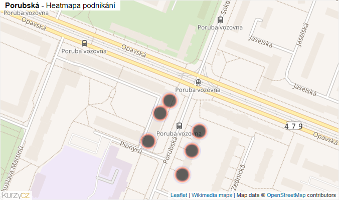 Mapa Porubská - Firmy v ulici.