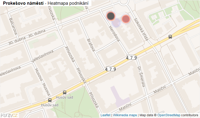 Mapa Prokešovo náměstí - Firmy v ulici.
