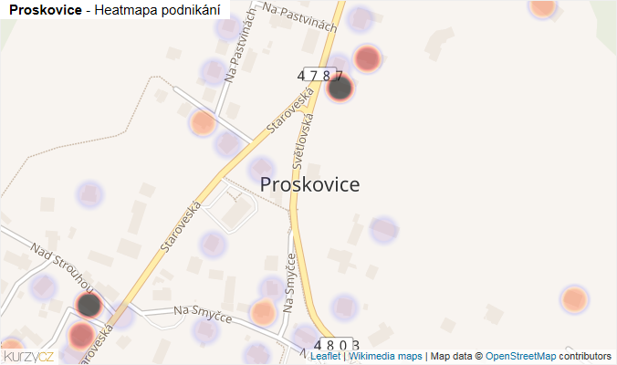 Mapa Proskovice - Firmy v části obce.