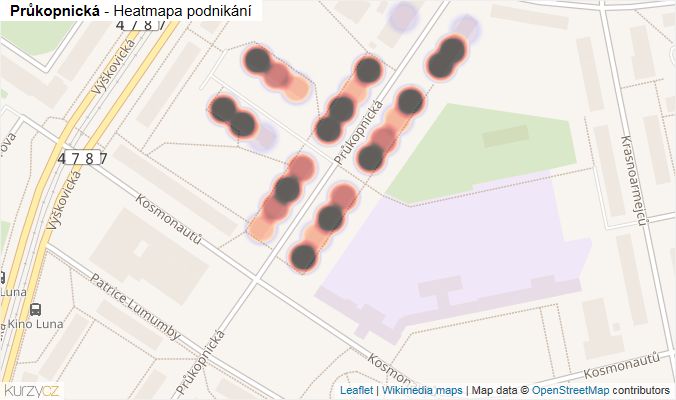 Mapa Průkopnická - Firmy v ulici.