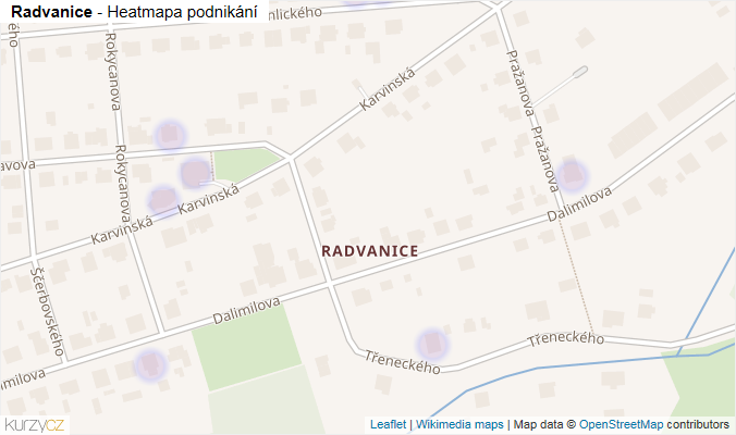 Mapa Radvanice - Firmy v části obce.