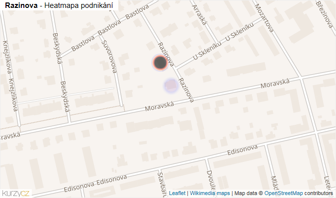 Mapa Razinova - Firmy v ulici.