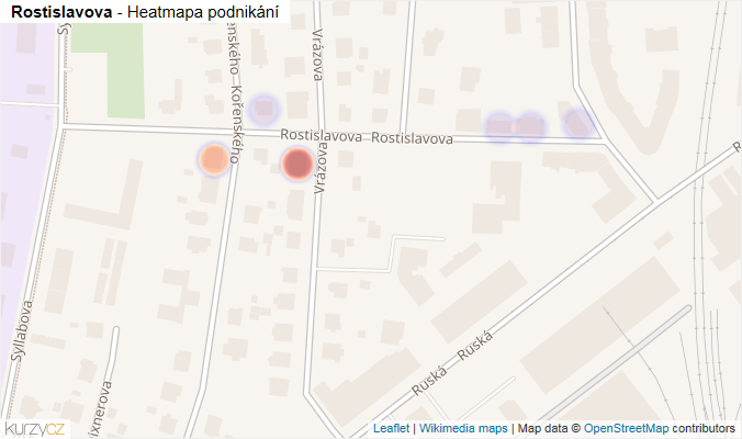Mapa Rostislavova - Firmy v ulici.