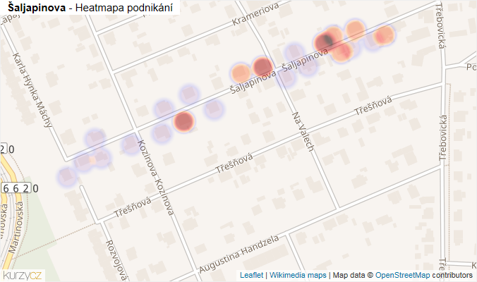 Mapa Šaljapinova - Firmy v ulici.