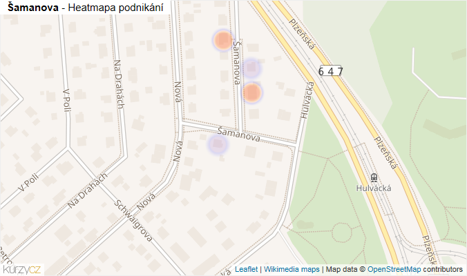 Mapa Šamanova - Firmy v ulici.