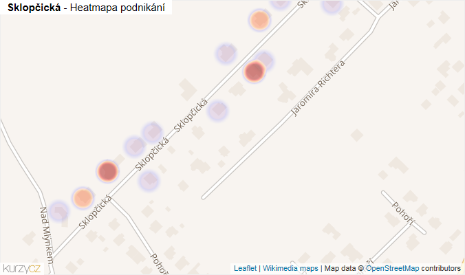 Mapa Sklopčická - Firmy v ulici.