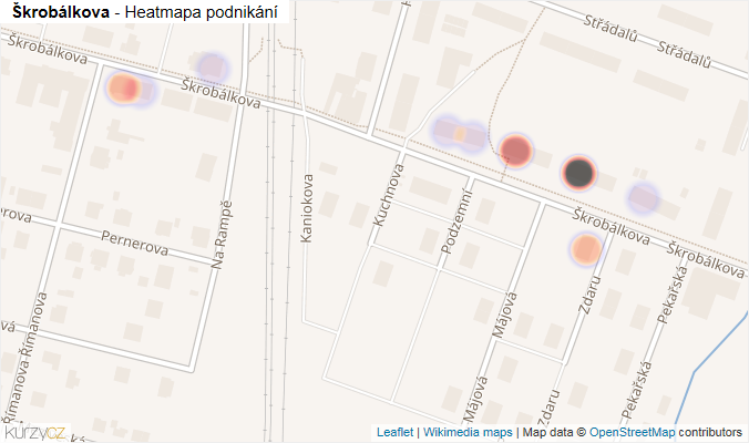Mapa Škrobálkova - Firmy v ulici.