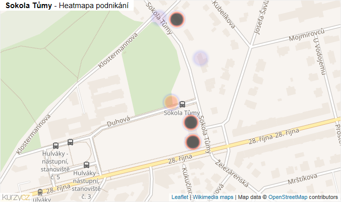 Mapa Sokola Tůmy - Firmy v ulici.