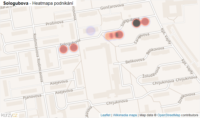 Mapa Sologubova - Firmy v ulici.