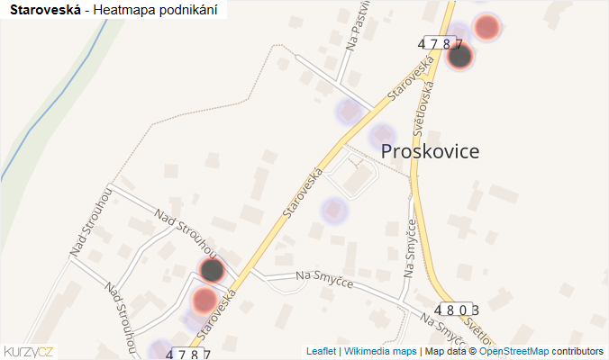 Mapa Staroveská - Firmy v ulici.