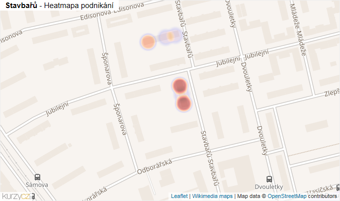 Mapa Stavbařů - Firmy v ulici.