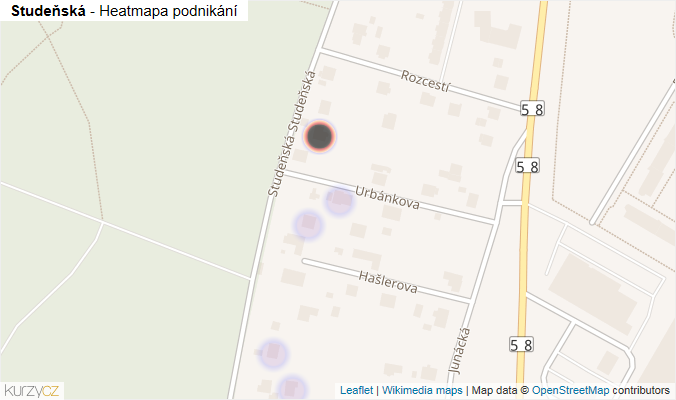 Mapa Studeňská - Firmy v ulici.