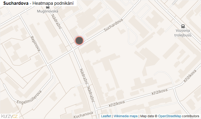 Mapa Suchardova - Firmy v ulici.