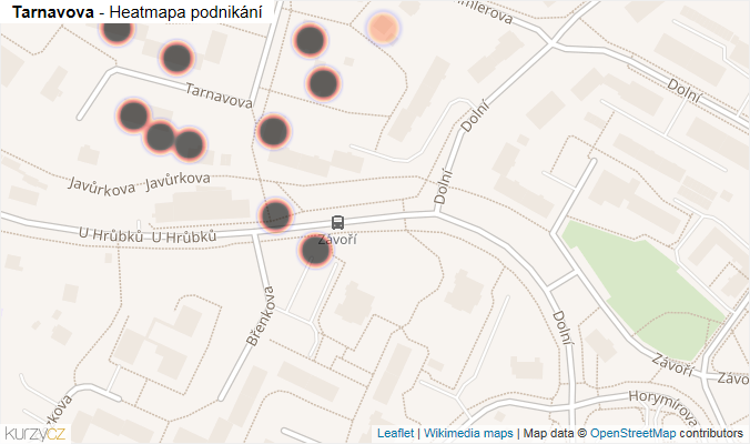 Mapa Tarnavova - Firmy v ulici.
