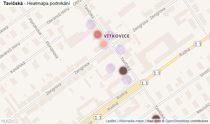 Mapa Tavičská - Firmy v ulici.