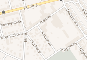 Tovární v obci Ostrava - mapa ulice