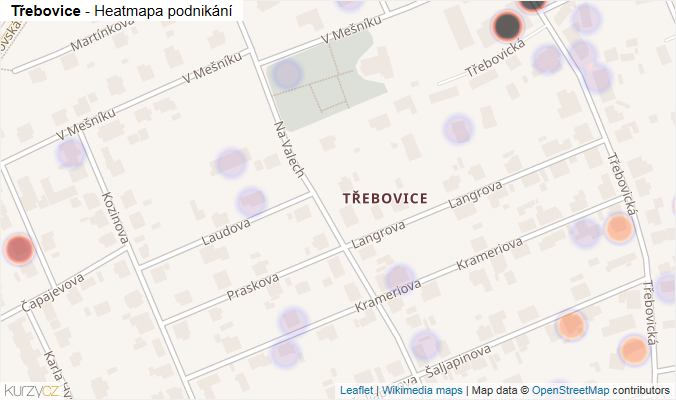 Mapa Třebovice - Firmy v městské části.