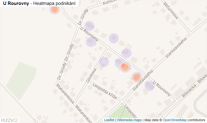 Mapa U Rourovny - Firmy v ulici.