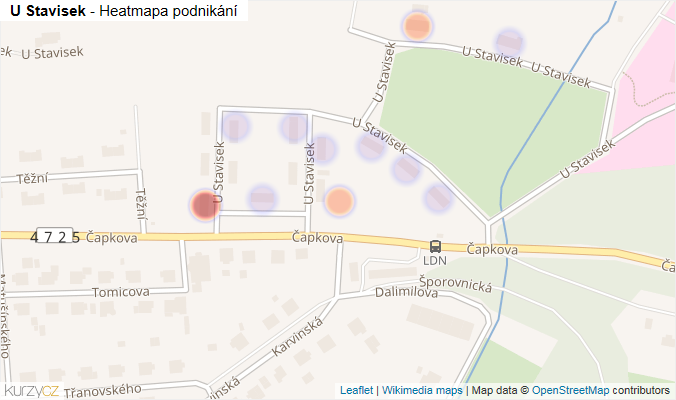Mapa U Stavisek - Firmy v ulici.