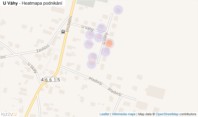 Mapa U Váhy - Firmy v ulici.