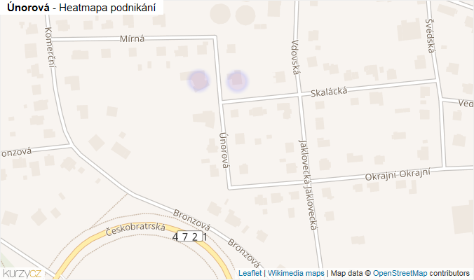 Mapa Únorová - Firmy v ulici.