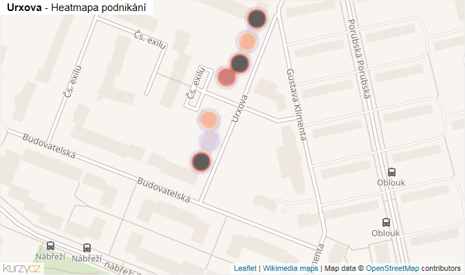 Mapa Urxova - Firmy v ulici.