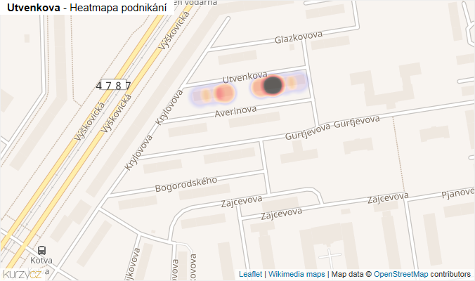 Mapa Utvenkova - Firmy v ulici.