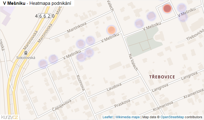 Mapa V Mešníku - Firmy v ulici.